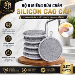 [ COMBO 6 CÁI ] Miếng Bọt Biển Rửa Chén Bát 3 Lớp PTLUXURY Giẻ Rửa Bát Đĩa Đũa Cọ Xoong Nồi Đa Năng Tạo Bọt 1