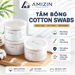 Hộp 500 Tăm Bông Thân Gỗ Tre Ngoáy Tai Người Lớn 2 Đầu Vệ Sinh Tai Đa Năng An Toàn Tiện Lợi 1