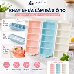 Khay làm đá 5 ô to nhựa Việt Nhật 6965 - Khay đá hình chữ nhật, khay để đồ ăn dặm cho 22 22 1