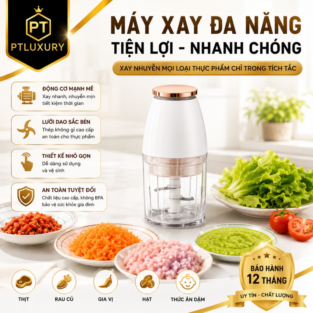 Máy Xay Thịt Cầm Tay PTLUXURY Xay Mọi Loại Thực Phẩm Cực Kỳ Tiện Lợi