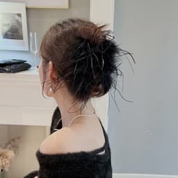 Kẹp Tóc Lông Vũ Đen Cao Cấp Phong Cách Pháp - Phụ Kiện Tóc Nữ Thanh Lịch, Kẹp Tóc Dự Tiệc, Chụp Ảnh, Biểu Diễn 3