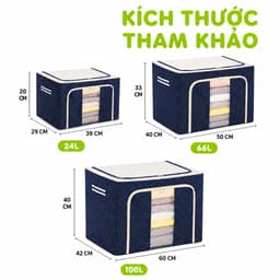 Hộp Vải Đựng Quần Áo Có Khóa Khung Thép Bền Đẹp GD290 - Túi Vải Đựng Quần Áo, Chăn Màn Khung Thép 4