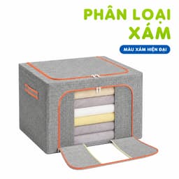 Hộp Vải Đựng Quần Áo Có Khóa Khung Thép Bền Đẹp GD290 - Túi Vải Đựng Quần Áo, Chăn Màn Khung Thép 6