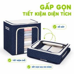 Hộp Vải Đựng Quần Áo Có Khóa Khung Thép Bền Đẹp GD290 - Túi Vải Đựng Quần Áo, Chăn Màn Khung Thép 3
