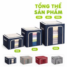 Hộp Vải Đựng Quần Áo Có Khóa Khung Thép Bền Đẹp GD290 - Túi Vải Đựng Quần Áo, Chăn Màn Khung Thép 2