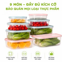 Bộ Hộp Thực Phẩm Chữ Nhật Để Đồ Ăn Tủ Lạnh Hokori 6533 GD292 - Bộ Hộp Nhựa Đựng Thực Phẩm Nắp Cao Su 2