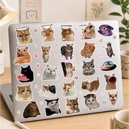 Nhãn Dán Mèo Meme Cute Decal Chống Nước Trang Trí Cho Laptop Vali Bình Nước Mũ Bảo Hiểm Xe Máy 4