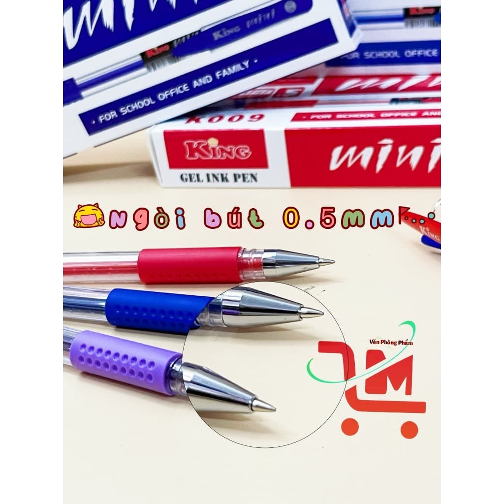 Hộp 12 Bút Gel Nước MINI / K009 / KING /VANSON/CENVAVA Ngòi 0.5mm, Màu Mực Tươi Sáng, Đậm Viết Đẹp (GIAO MẪU NGẪU NHIÊN)