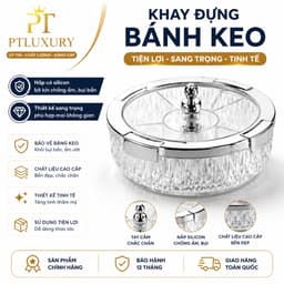 Khay đựng mứt tết PTLUXURY khay đựng bánh kẹo chia ngăn, thiết kế sang trọng, nắp kín chống bụi, chống bẩn 1