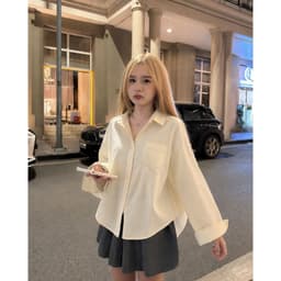 [Có Bigsize 45-85kg] Áo Sơ Mi Nữ Limo Form Rộng Tay Dài Vải Đũi Linen Sọc Dọc Có Túi Dễ Phối MS413 3