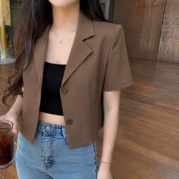 Áo Vest Croptop Nữ LIMO MS8001 Blazer Tay Ngắn Form Lửng Phối Túi Thời Trang Dễ Phối Đồ Công Sở 6