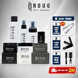 [COMBO] Sáp vuốt tóc Roug Matte Clay màu đen , Matt Clay trắng , Cream xám 90gr - Gôm xịt - Bột 1