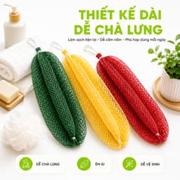Bông Tắm Cọ Lưng Dạng Lưới Chống Trơn Trượt GD333 - Lưới Cọ Lưng Thấm Nước Có Dây Treo Tiện Lợi 2
