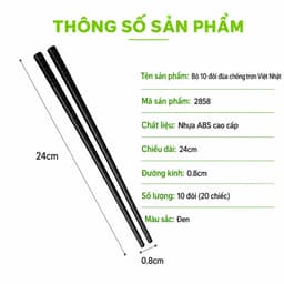 Bộ 10 Đôi Đũa Nhựa Việt Nhật Chịu Nhiệt Tốt GD339 - Đũa Nhựa ABS Việt Nhật 24cm Độ Bền Cao 7