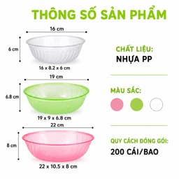 Set 10 Bát Tô Nhựa Lòng Sâu Việt Nhật 6819 Đựng Thực Phẩm Rau Củ Trái Cây GD341 5
