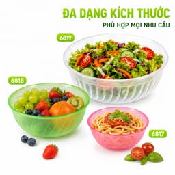 Set 10 Bát Tô Nhựa Lòng Sâu Việt Nhật 6819 Đựng Thực Phẩm Rau Củ Trái Cây GD341 2