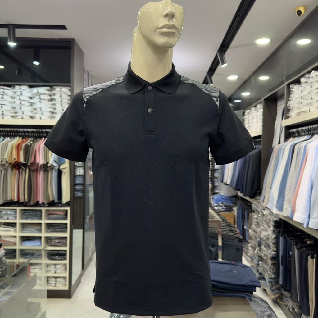 Áo polo nam Owen màu xanh trắng kẻ ngang body fit APV262060