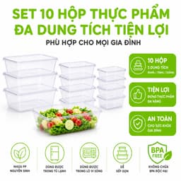 Set 10 Hộp Đựng Thực Phẩm 6637 Việt Nhật Có Nắp Đậy Kín GD343 - Hộp Thực Phẩm Trong Suốt Có Nắp Kín 2