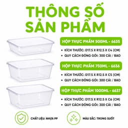Set 10 Hộp Đựng Thực Phẩm 6637 Việt Nhật Có Nắp Đậy Kín GD343 - Hộp Thực Phẩm Trong Suốt Có Nắp Kín 5