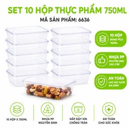 Set 10 Hộp Đựng Thực Phẩm 6637 Việt Nhật Có Nắp Đậy Kín GD343 - Hộp Thực Phẩm Trong Suốt Có Nắp Kín 8
