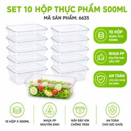 Set 10 Hộp Đựng Thực Phẩm 6637 Việt Nhật Có Nắp Đậy Kín GD343 - Hộp Thực Phẩm Trong Suốt Có Nắp Kín 7