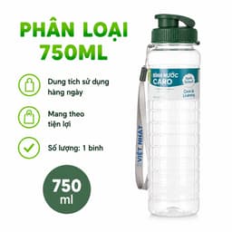 Bình Nước Caro Việt Nhật 550ml 750ml 900ml GD344 - Bình Nước Thể Thao Caro Có Quai Đeo Chắc Chắn 8