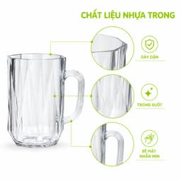 Cốc Nhựa Uống Nước Kim Cương Hokori 460ML GD332 - Ly Nhựa Quai Cầm Uống Trà Nước Ép Dễ Vệ Sinh 7