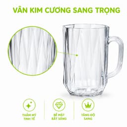 Cốc Nhựa Uống Nước Kim Cương Hokori 460ML GD332 - Ly Nhựa Quai Cầm Uống Trà Nước Ép Dễ Vệ Sinh 4