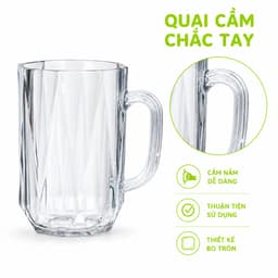 Cốc Nhựa Uống Nước Kim Cương Hokori 460ML GD332 - Ly Nhựa Quai Cầm Uống Trà Nước Ép Dễ Vệ Sinh 3