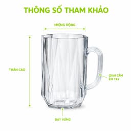 Cốc Nhựa Uống Nước Kim Cương Hokori 460ML GD332 - Ly Nhựa Quai Cầm Uống Trà Nước Ép Dễ Vệ Sinh 6