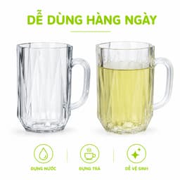 Cốc Nhựa Uống Nước Kim Cương Hokori 460ML GD332 - Ly Nhựa Quai Cầm Uống Trà Nước Ép Dễ Vệ Sinh 5