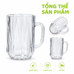 Cốc Nhựa Uống Nước Kim Cương Hokori 460ML GD332 - Ly Nhựa Quai Cầm Uống Trà Nước Ép Dễ Vệ Sinh 2