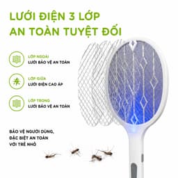 Vợt Muỗi Tự Động Kiêm Đèn Bắt Muỗi Có Chân Đế GD325 - Vợt Đánh Muỗi Để Bàn Kèm Dây Sạc USB 5