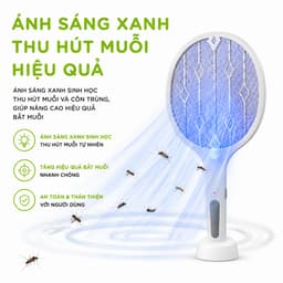 Vợt Muỗi Tự Động Kiêm Đèn Bắt Muỗi Có Chân Đế GD325 - Vợt Đánh Muỗi Để Bàn Kèm Dây Sạc USB 3