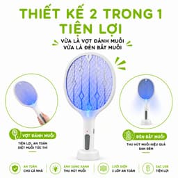 Vợt Muỗi Tự Động Kiêm Đèn Bắt Muỗi Có Chân Đế GD325 - Vợt Đánh Muỗi Để Bàn Kèm Dây Sạc USB 2