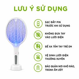 Vợt Muỗi Tự Động Kiêm Đèn Bắt Muỗi Có Chân Đế GD325 - Vợt Đánh Muỗi Để Bàn Kèm Dây Sạc USB 9