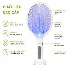 Vợt Muỗi Tự Động Kiêm Đèn Bắt Muỗi Có Chân Đế GD325 - Vợt Đánh Muỗi Để Bàn Kèm Dây Sạc USB 7