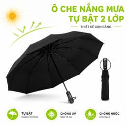 Ô Dù Che Nắng Mưa 2 Lớp 12 Nan Chống Tia UV GD324 - Ô Che Mưa Tự Bật Gấp Gọn Đóng Mở 2 Chiều 8