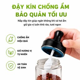 Bộ Hũ Gia Vị Thủy Tinh Nắp Nhựa Kèm Thìa Tiện Lợi GD322 - Lọ Đựng Gia Vị Nhà Bếp Kèm Thìa Tiện Lợi 3