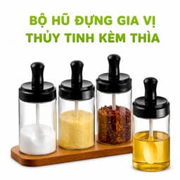 Bộ Hũ Gia Vị Thủy Tinh Nắp Nhựa Kèm Thìa Tiện Lợi GD322 - Lọ Đựng Gia Vị Nhà Bếp Kèm Thìa Tiện Lợi 2