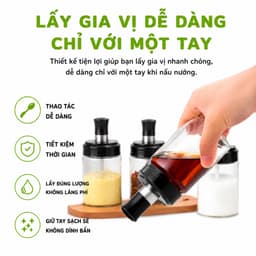 Bộ Hũ Gia Vị Thủy Tinh Nắp Nhựa Kèm Thìa Tiện Lợi GD322 - Lọ Đựng Gia Vị Nhà Bếp Kèm Thìa Tiện Lợi 5