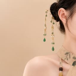 Trâm Cài Tóc Cổ Trang Ngọc Xanh Phong Cách Hán Phục – Trâm Cài Tua Rua Cổ Điển Phối Ngọc Chụp Ảnh, Biểu Diễn 1