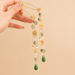 Trâm Cài Tóc Cổ Trang Ngọc Xanh Phong Cách Hán Phục – Trâm Cài Tua Rua Cổ Điển Phối Ngọc Chụp Ảnh, Biểu Diễn 4