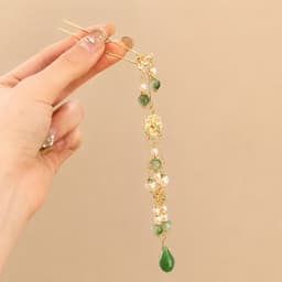 Trâm Cài Tóc Cổ Trang Ngọc Xanh Phong Cách Hán Phục – Trâm Cài Tua Rua Cổ Điển Phối Ngọc Chụp Ảnh, Biểu Diễn 3