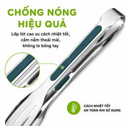 Cây Kẹp Gắp Thức Ăn Chống Nóng Lót Cao Su GD316 - Dụng Cụ Gắp Đồ Nướng Chống Nóng Inox Không Gỉ 4