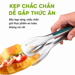 Cây Kẹp Gắp Thức Ăn Chống Nóng Lót Cao Su GD316 - Dụng Cụ Gắp Đồ Nướng Chống Nóng Inox Không Gỉ 3