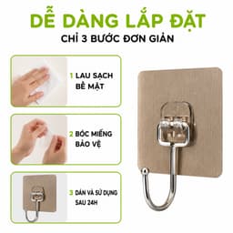 Móc Dính Dán Tường Chịu Lực Cài Mũ Nón GD314 - Miếng Dán Tường Chịu Lực Treo Chìa Khóa 15kg Vỉ Đơn 5