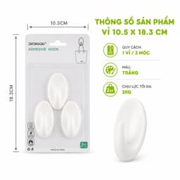 Set 3 Móc Dán Tường Treo Chìa Khóa, Mũ Nón Đa Năng GD313 - Vỉ 3 Móc Treo Dán Tường Chịu Lực 4