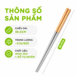 Đũa Xào Nấu Thức Ăn Inox Cán Gỗ Rãnh Chống Trượt GD312 - Đũa Nấu Ăn Cán Gỗ Chống Nóng Cao Cấp 6