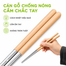 Đũa Xào Nấu Thức Ăn Inox Cán Gỗ Rãnh Chống Trượt GD312 - Đũa Nấu Ăn Cán Gỗ Chống Nóng Cao Cấp 5